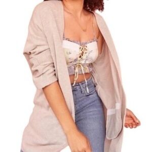 DONNI. Light Gray Open-Front Cardigan